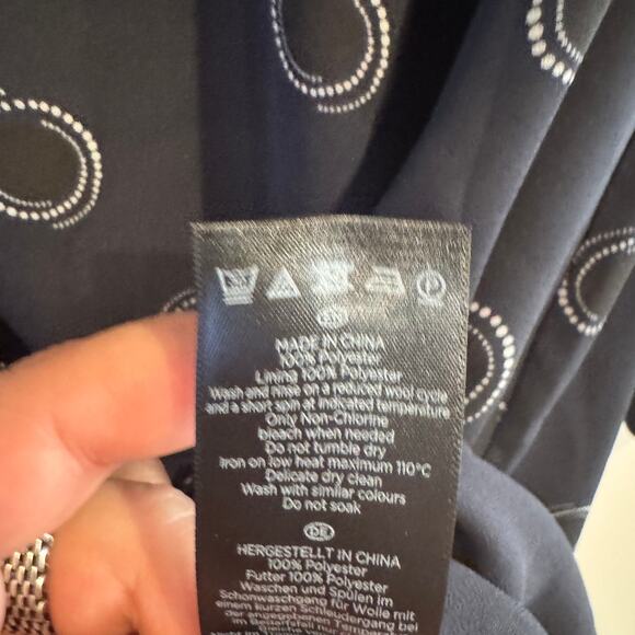 Hobbs Clarice Dot Print Mini Dress Blue Collared Zip Ruffled Long Sleeve Sz 6 - Picture 6 of 8